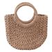 Borsa da spiaggia da donna in paglia rotonda, versatile e alla moda, realizzata a mano_voghion.com