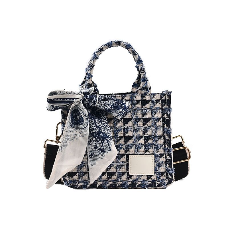 Modische neue vielseitige Tasche mit großer Kapazität, Damentasche, kariertes Canvas, Umhängetasche, hochwertige Handheld-Einkaufstasche für Pendeln_voghion.com