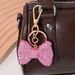Full Diamond Bowknot Heart Mushroom Keychain For Women Fashion Luxury Bag Car Pendant Small Gift_voghion.com