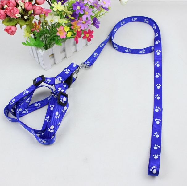 Cat And Dog Leash Chest Harness Nylon Paw Print Pet Supplies_voghion.com