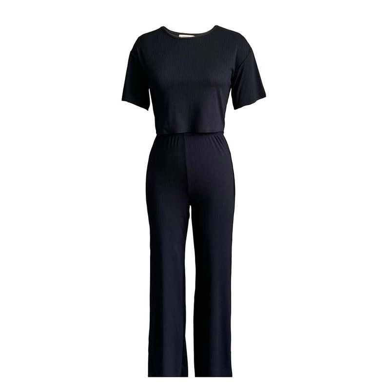 Women's short-sleeved pit strip solid color casual fashion large size_voghion.com