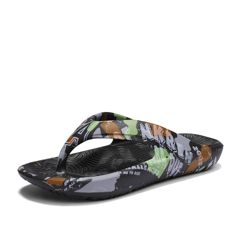 Men's outdoor wear in summer, anti slip trendy flip flops for sports and leisure, thick soled camouflage beach sandals_voghion.com