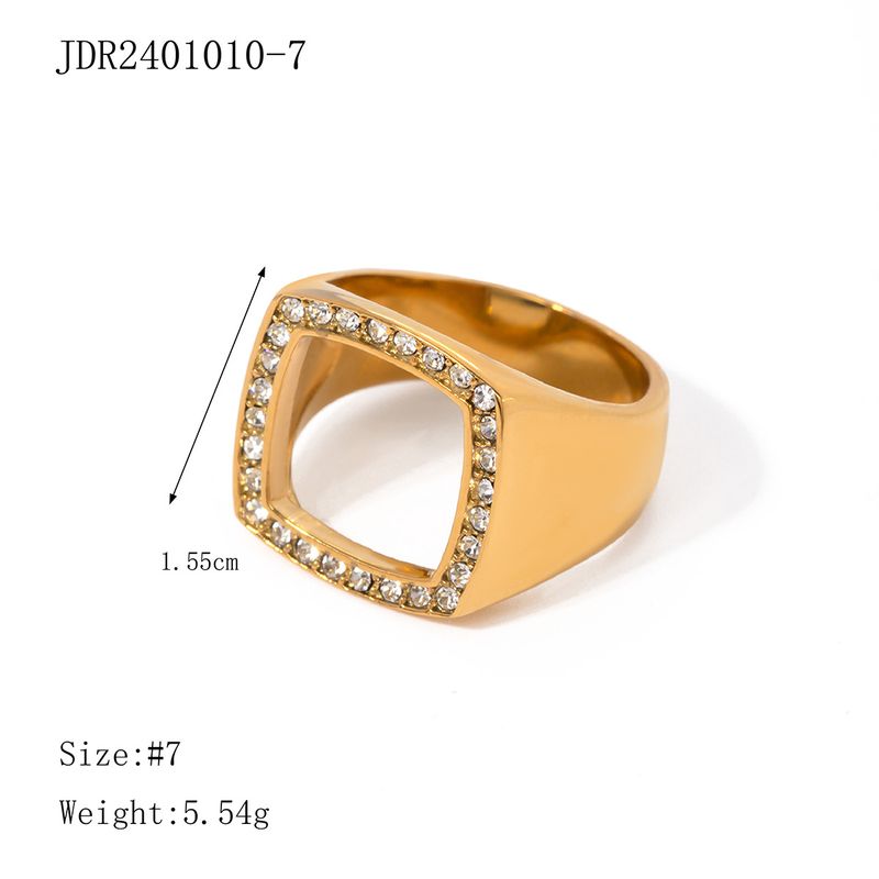Instagram Gold Edelstahl Diamant Quadrat Hohl beliebt im Internet, modische und minimalistische Titan Stahlring in_voghion.com