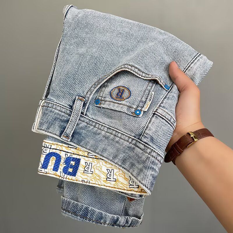 Roupas masculinas Verão Denim Shorts Soltos Calças Retas High Street Casual Shorts_voghion.com