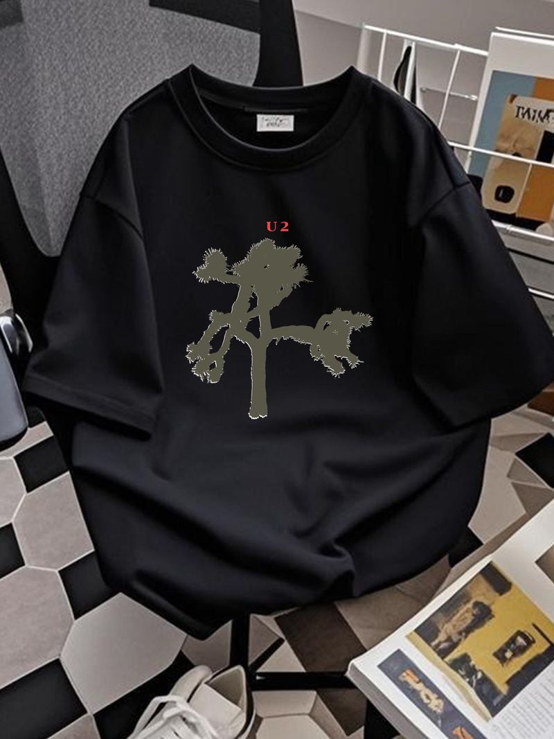 VTG U2 1987 Joshua Tree 2-seitiges T-Shirt Tour Konzert Hering Tag Herren L (M) Vielseitiges Sommer-Softtop für den Alltag gedehnte Designerkleidung_voghion.com