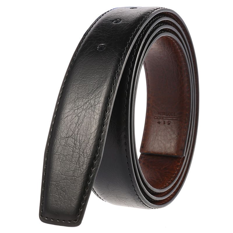 HOT VATLTY 3.3cm tikros odos vyriškas aukštos kokybės juodos spalvos verslo diržas be sagties ir tarpinio sluoksnio_voghion.com