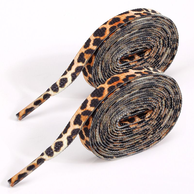Faarweg Leopardendruck Tie-Dye Schnürsenkel Pop Art Grafik Moud verschmiert giel Leopardendruck Schnürsenkel_voghion.com