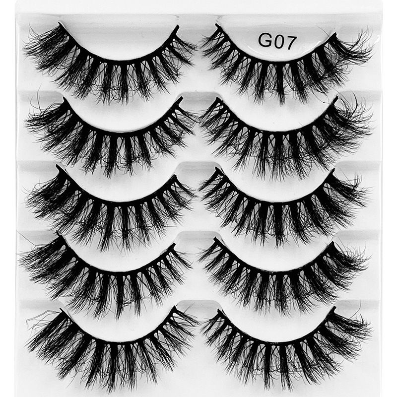 Falsche Wimpern Wimpern Hit 5 Paar gebratenes Haar Unordentlicher dicker harter Stiel Falsche Wimpern Natürliches mehrschichtiges gekreuztes Nerzhaar_voghion.com