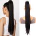 Parrucca sintetica con clip, coda di cavallo, per donna, con grande clip, capelli lunghi e lisci, in misto seta, coda di cavallo finta_voghion.com