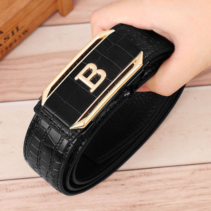 Men's Crocodile Belt, High Quality Belt With Automatic Buckle, Fashionable Jeans Strap, Trendy Men's Accessories_voghion.com
