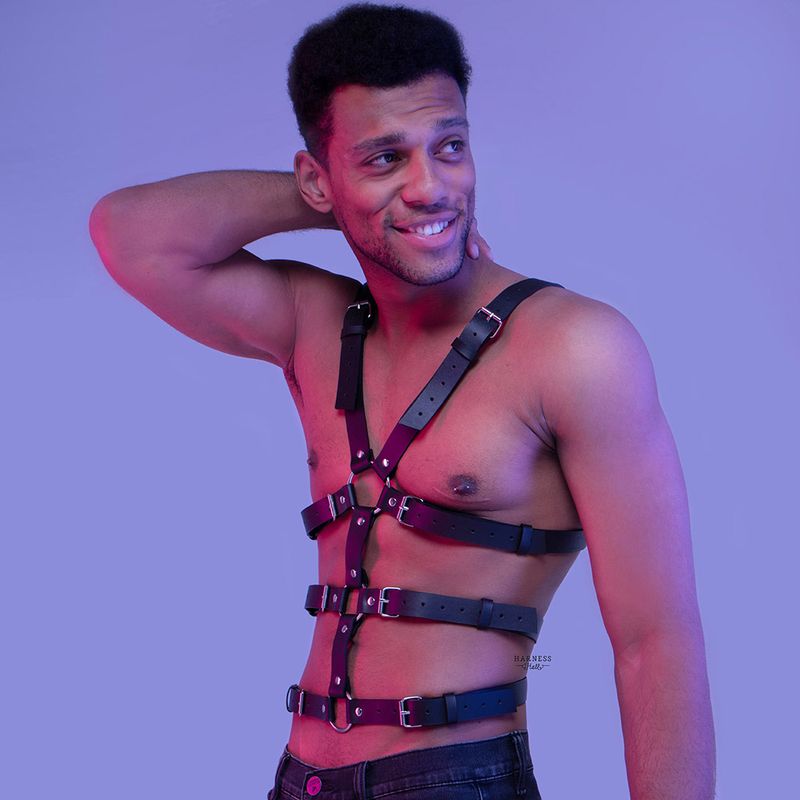 Lingerieual Erkek Deri Göğüs Koşum Erkekler Ayarlanabilir Rave Eşcinsel Giyim BDSM Fetiş Tam Vücut Demeti Kemer_voghion.com