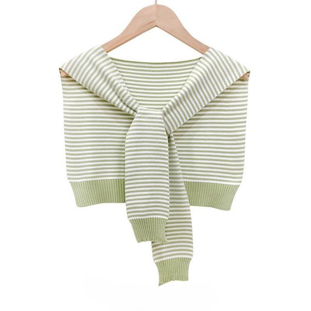 Gestreepte gebreide buitenlaag kleine omslagdoek voor dames lente en herfst dubbele doeleinden trui sjaal, Koreaanse versie nieuw_voghion.com
