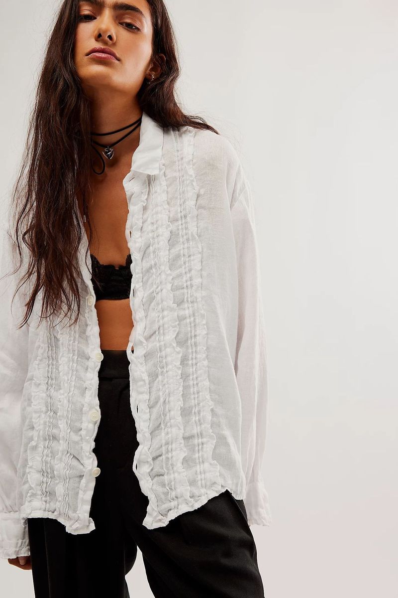 2025 Autunno Inverno Cotone Pizzo Camicia Lino Manica Lunga Camicetta Vendita Calda Donne_voghion.com