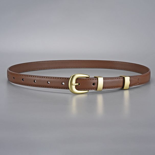 Ceinture fine en cuir véritable pour femme avec boucle à aiguille en alliage, avec un sens haut de gamme, à la mode et décorative polyvalente_voghion.com