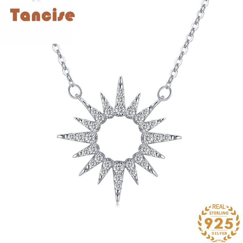 Tancise S925 Collana in argento sterling leggero di lusso con ciondolo a forma di luna scavata Collana versatile alla moda da donna_voghion.com