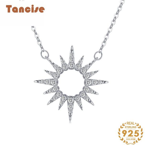Tancise S925 Collana in argento sterling leggero di lusso con ciondolo a forma di luna scavata Collana versatile alla moda da donna_voghion.com