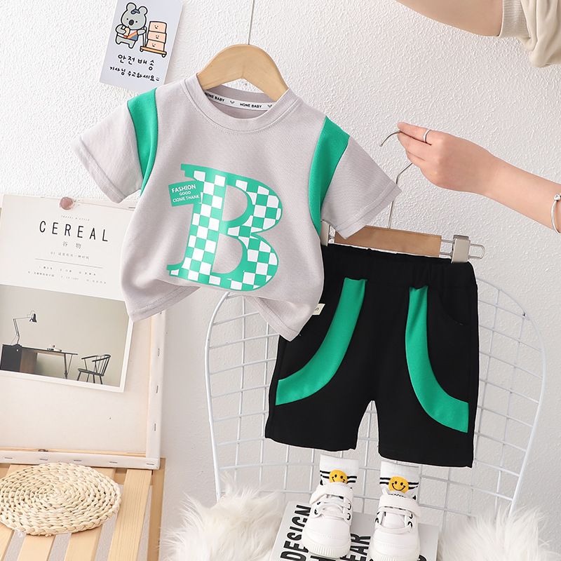 Boys 2024 New Fashionable Children's Clothing Fashion Baby Girls Short sleeved Two Piece Trendy Summer Set_voghion.com