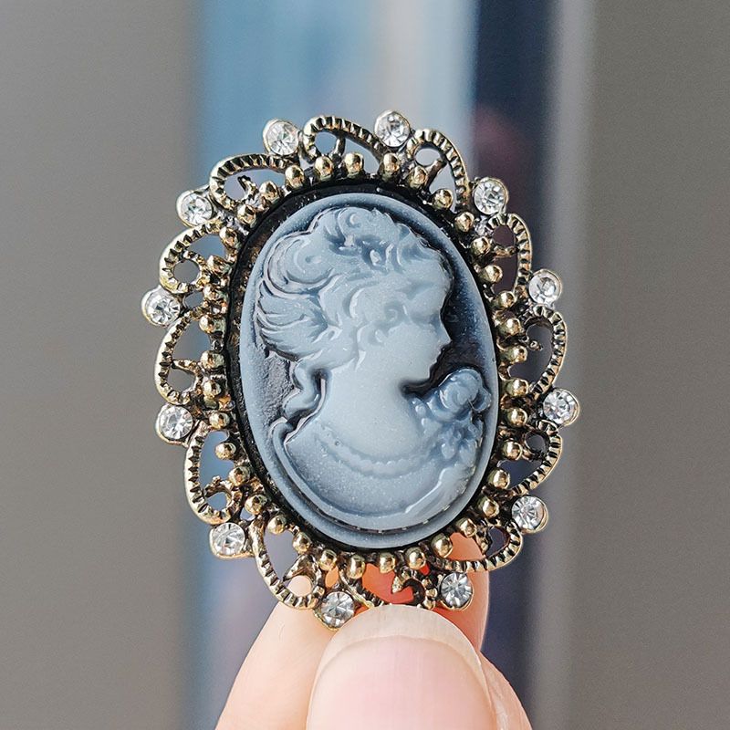 Modna głowa piękności Cameo, broszka ze stopu diamentów, odzież, akcesoria pin dla kobiet_voghion.com