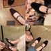 Quadratischer Kopf Flacher Mund High Heels Ein-Wort Diamantgürtel Niedriger Absatz Wildleder Mary Jane Einzelschuhe_voghion.com