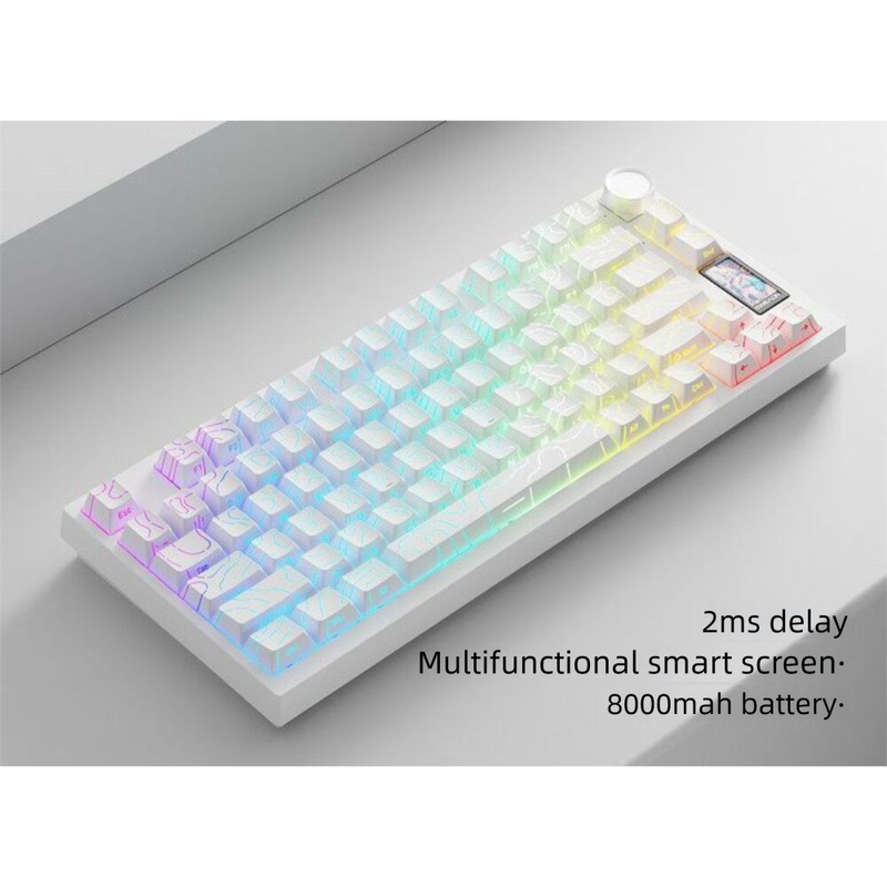 Forerunner X75 Customized Mechanical Keyboard Gasket Three-Mode Hot-Swappable Side-Engraved High-Value LCD Color Screen_voghion.com