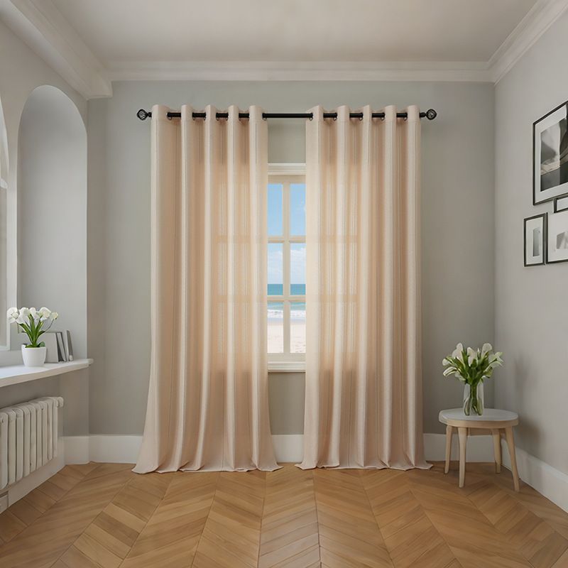Striped Voile Sheer Curtains - Light Filtering Window Drapes For Living Room & Bedroom (Ready-Made, Luxury Minimalist Style)_voghion.com