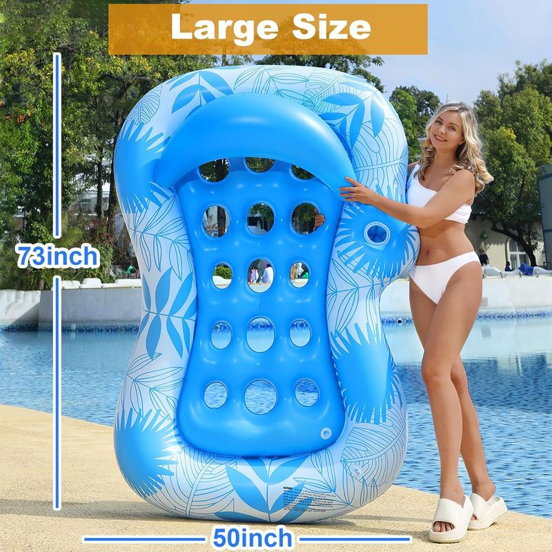 Inflatable Floating Row Bed Summer Inflatable Supplies Water Floating Row With Backrest Lounge Chair Outdoor Water Spray Tanning Pool Floating Row_voghion.com