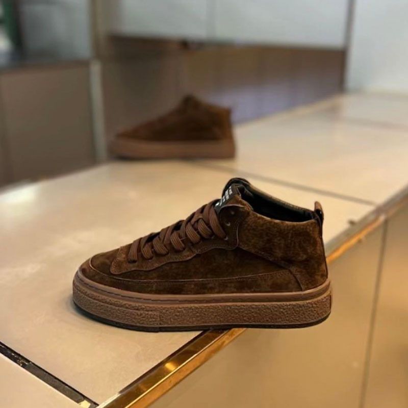 Scarpe casual alte rosse Kwai net da uomo autunno 2024 nuove in pelle e peluche calde da skateboard_voghion.com