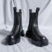 Chelsea Boots Men's High-top Leather Shoes, Cigarette Boots, Martin Boots Men's Velvet Black Boots Men's_voghion.com