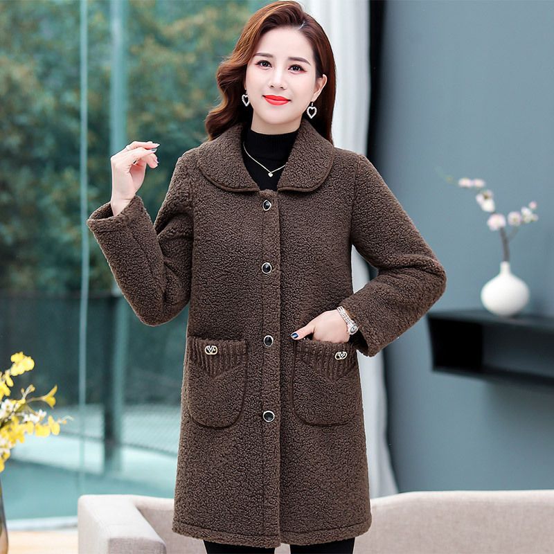 Woman Coat Winter 2023 Middle-aged Jackets Mothers Coat Autumn Winter Long-sleeve Solid Jacket Parkas Casual Tops_voghion.com