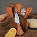Christmas Tree Handle Acacia Wood Cheese Knife And Fork 6-Piece Set With Wooden Stand_voghion.com