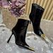 Zees Dropshipping Park Chae-young Same Style Pointed Toe Black High Ankle For Women Thin Heel Comfortable Patent Leather_voghion.com