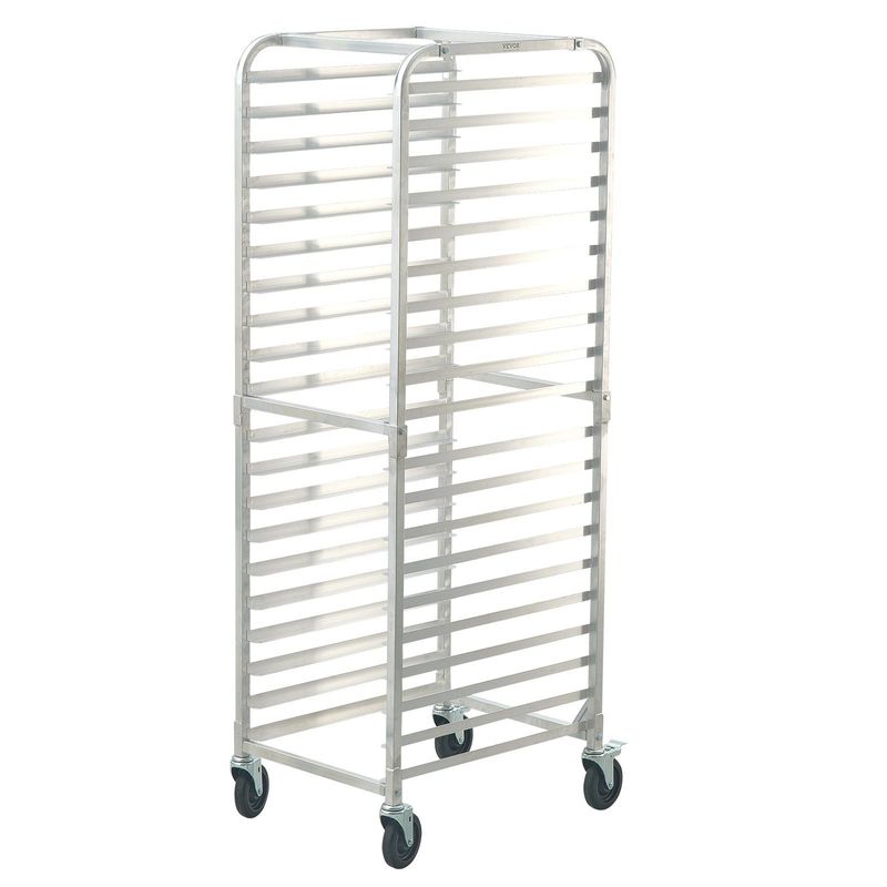 VEVOR Bun Pan Rack, 20-Tier Commercial Bakery Racks With Brake Wheels, Aluminum Racking Trolley Storage For Half & Full Sheet, Speed Rack For Kitchen Home, Bread Baking Equipment, 26"L X 20.4"W X 70"H_voghion.com