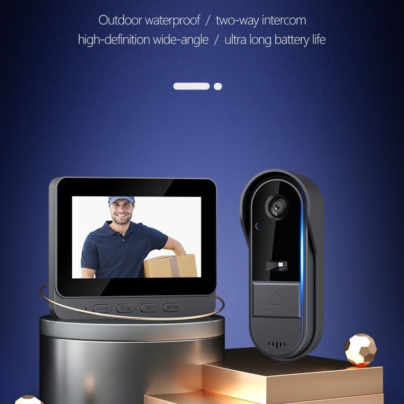 Smart IP65 waterproof 2.4G wireless intercom high-definition visual night vision home screen doorbell_voghion.com