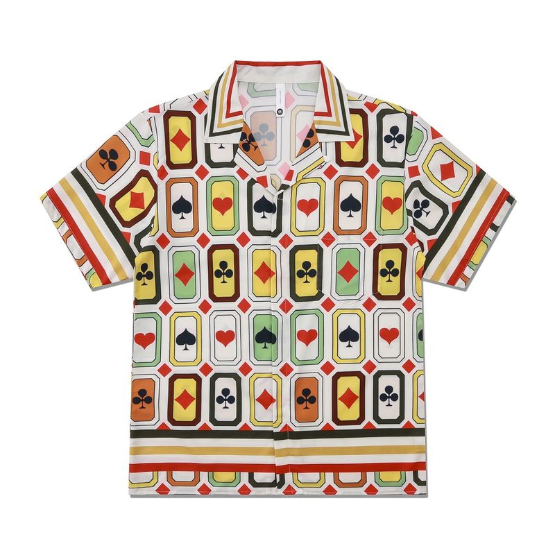 Men's Clothing Retro Light Luxury Shirt Short Sleeve Teenagers Casual Poker Shirt_voghion.com