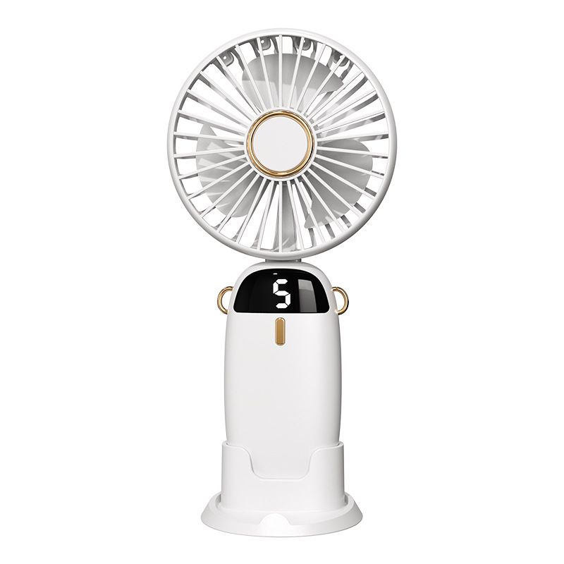 New USB Handheld Mini Portable Foldable Small Digital Display Neck Hanging Fan Desktop Office Outdoor_voghion.com