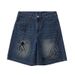 Men's Clothing Straight Pocket Denim Trendy Brand Printed Straight Shorts Loose Wide Leg Casual Denim Shorts_voghion.com