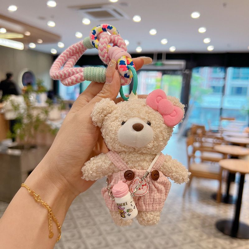 Cute Crossbody Water Bottle Strap Pants Terry Bear Keychain Plush Bag Pendant Adorable Doll Accessory For Women_voghion.com