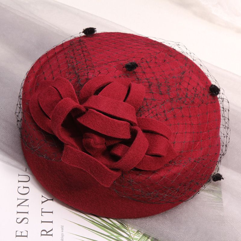 Recién llegados Boina de fieltro de lana australiana para mujer Tocado francés británico para mujer Sombrero Fedora para artista Boina femenina Sombrero tipo pastillero para niña_voghion.com