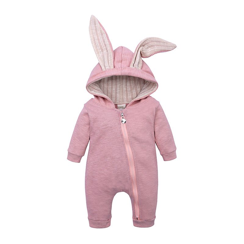 Baby Children Big Ears Rabbit Onesie Hooded Zipper Crawl Suit_voghion.com