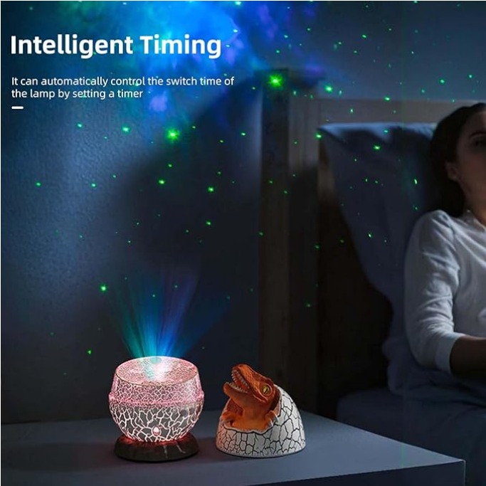 Dinosaurus-ei-sterrenlichtprojectielamp, fantasierijke prehistorische sterrenhemel, verlichte kinderdroomtijd, USB-voeding, afstandsbediening en timer_voghion.com