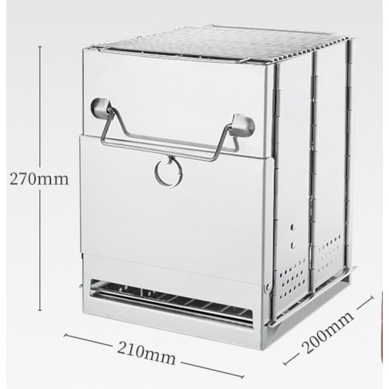 Firewood Mini Stainless Steel Oven BBQ Camping Picnic Folding Charcoal Stove Outdoor Barbecue_voghion.com