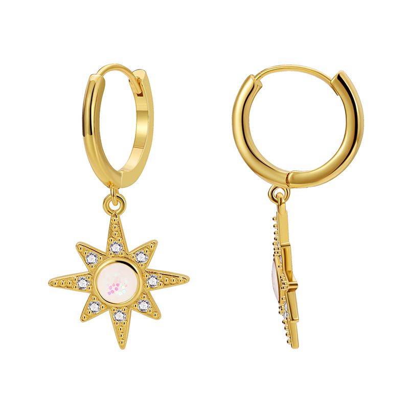 Brincos de moda elegantes epóxi boêmios para mulheres, brincos retrô de zircônia em forma de sol_voghion.com