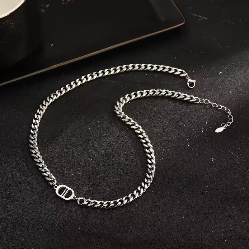 Titanium Steel Non-Fading Cuban Necklace For Women Trendy Hip-Hop Street Style Personality Clavicle Chain_voghion.com
