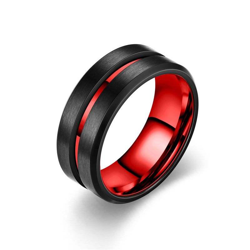 Anello da uomo con personalità, bicolore, rosso, verde, con intaglio, nero, acciaio inossidabile, moda audace_voghion.com