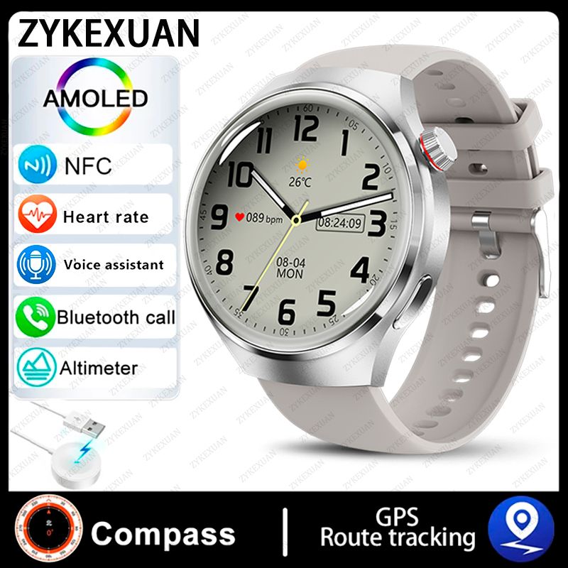 Novo GT4 Pro GPS NFC Smart Watch Masculino 360*360 Tela AMOLED Frequência cardíaca Bluetooth Chamada IP68 À Prova D'Água Smartwatch Masculino Para HUAWEI_voghion.com