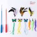 Pet Cat Toy Feather Replacement Creative Boredom Relief Telescopic Head Teaser Wand Set_voghion.com