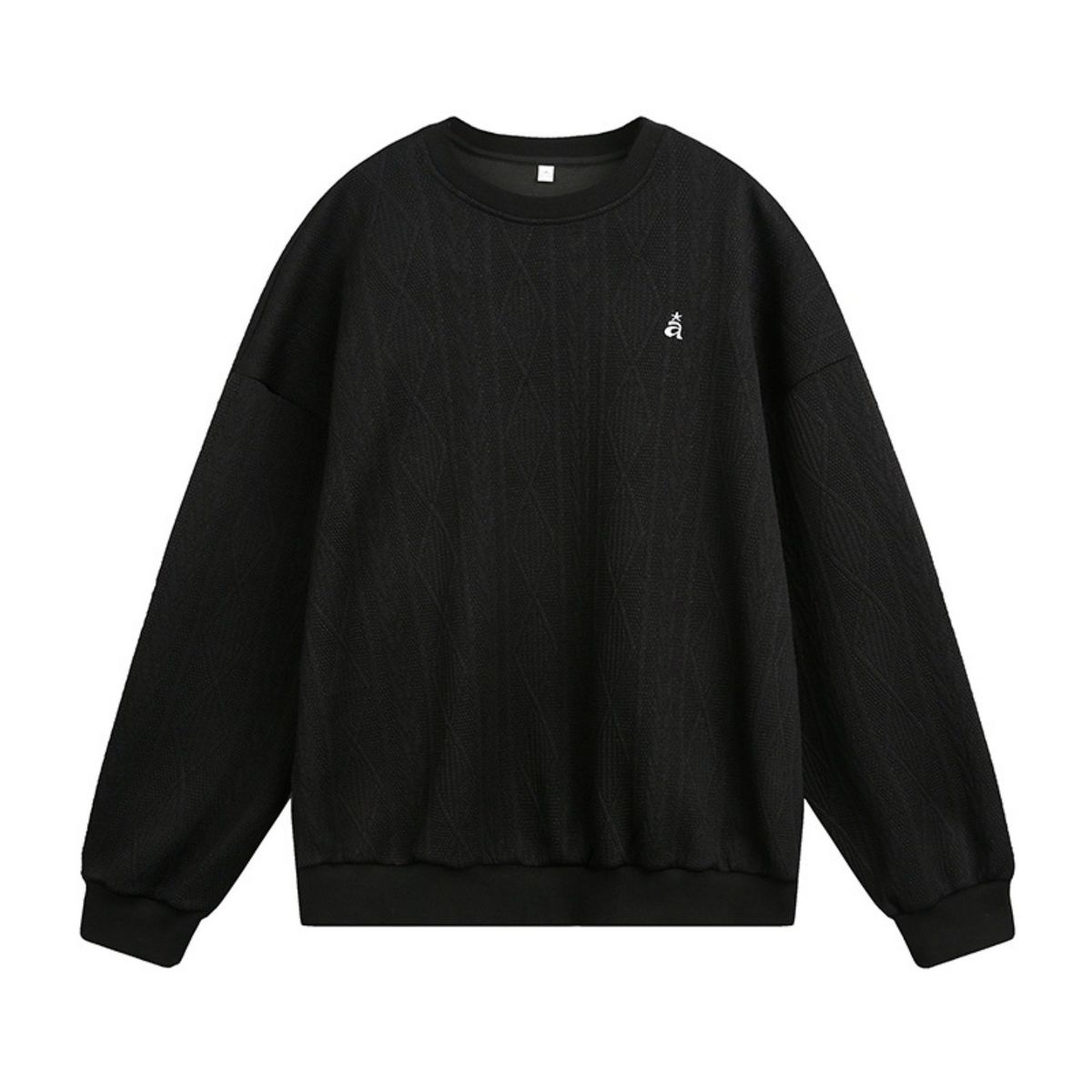 Vintage-Inspired Letter Embroidery Crewneck Sweatshirt For Men - Retro Textured Jacquard Pullover With Contrast Color Design_voghion.com