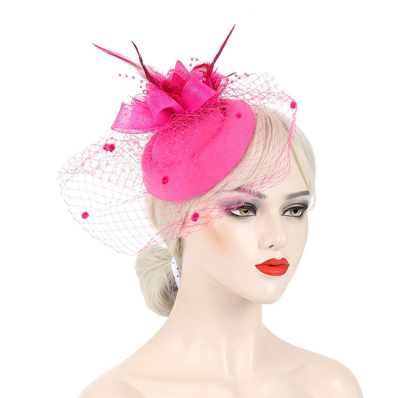 hot sale bride headdress hairpin retro mesh hat feather hair accessories_voghion.com