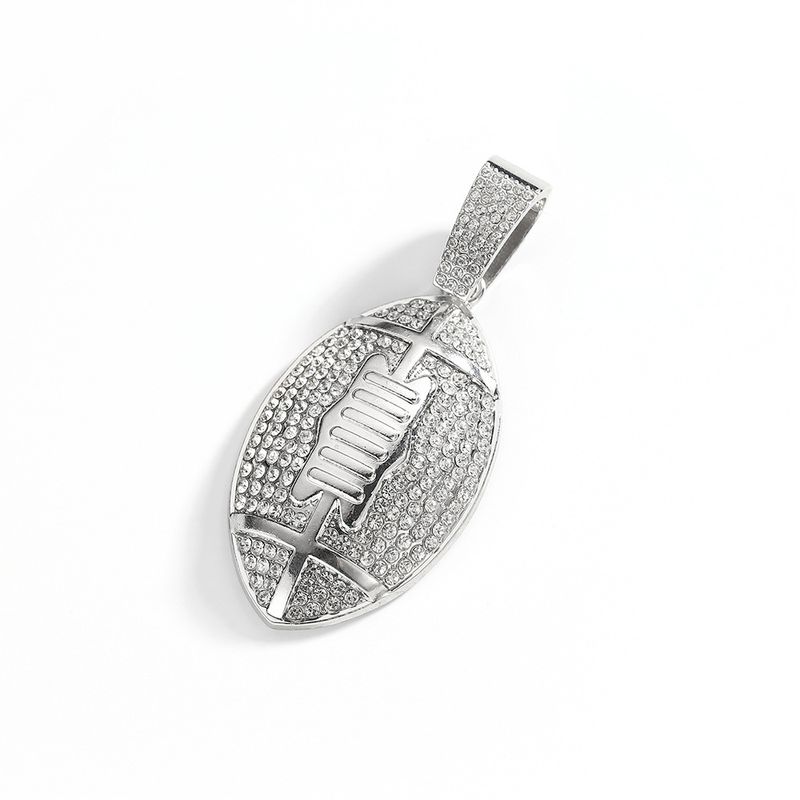 Full diamond rugby alloy pendant hip hop Cuban chain tennis chain twist chain men's necklace_voghion.com
