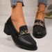 Neu Mode Spitzschuh Set Dicke Sohle Mode Lässig Große Größe Metall Kette Loafers_voghion.com